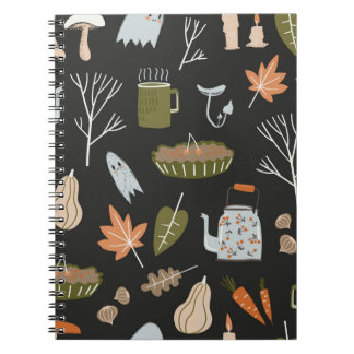 Fall seamless pattern with cosy nature elements. C Notebook