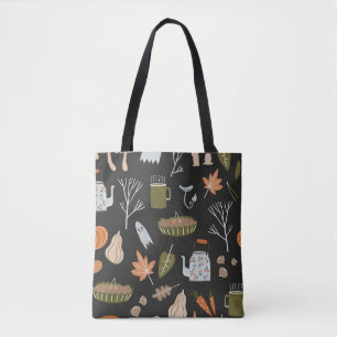 Fall seamless pattern with cosy nature elements. C Tote Bag
