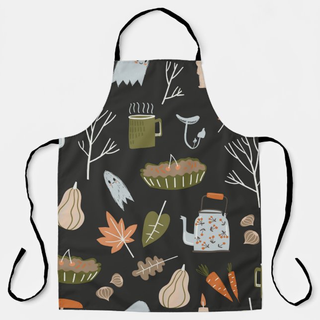 Fall seamless pattern with cozy nature elements. C Apron (Front)