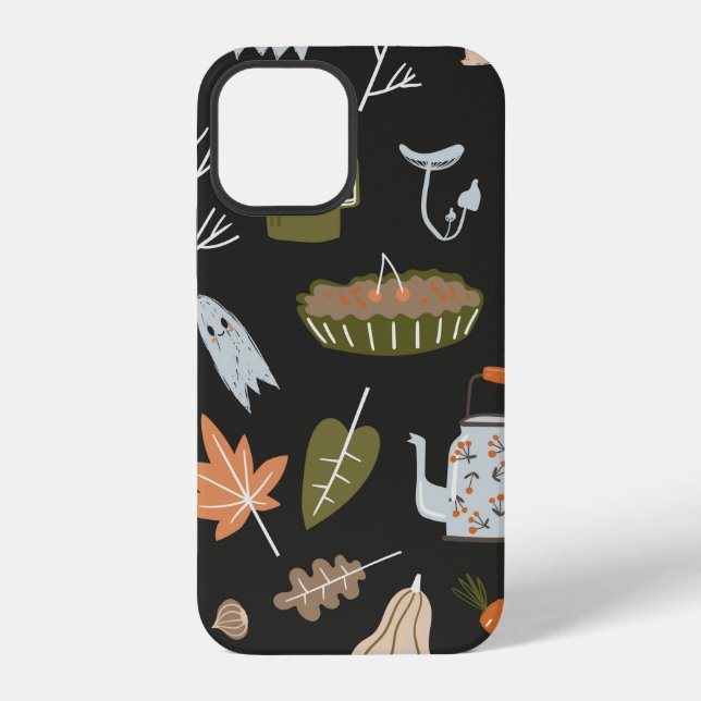 Fall seamless pattern with cozy nature elements. C iPhone Case (Back)