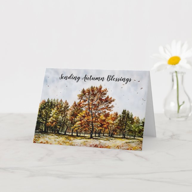 Fall Season Autumn Blessings Thoughts Card (Small Plant)