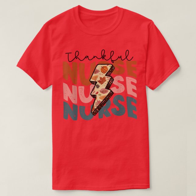 Fall Season Autumn Thankful Nurse Thanksgiving Gif T-Shirt (Design Front)