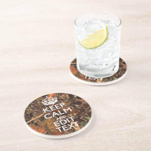 Fall Season Camouflage Keep Calm Your Text Coaster