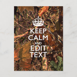 Fall Season Camouflage Keep Calm Your Text Postcard
