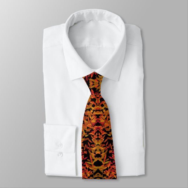 Fall Season Changing Colours Foliage Leaves Art Tie (Tied)