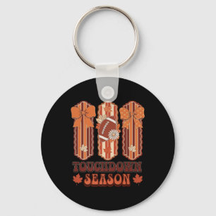 Fall Season Coquette Bow Football Game Day Touchdo Key Ring