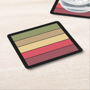 Fall Season Earth Tone Colors On Watercolor Paper  Square Paper Coaster