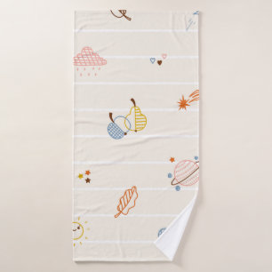 Fall Season Elements Seamless Pattern. Colorful Re Bath Towel