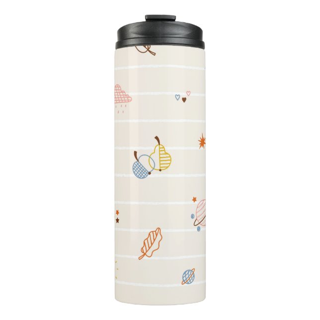 Fall Season Elements Seamless Pattern. Colourful R Thermal Tumbler (Front)