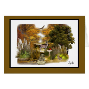 Fall Season Garden with Deer Blank Inside Card