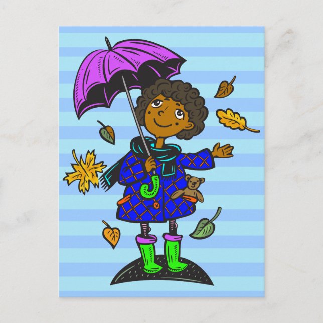 Fall Season Girl Postcard (Front)