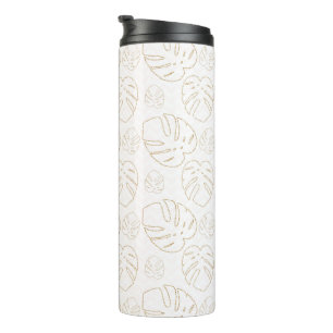 Fall Season Gold Leaf Pattern Thermal Tumbler