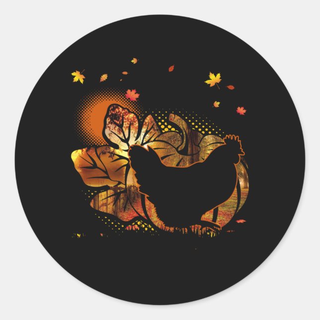 Fall Season Halloween Costume Chicken Pumpkin Autu Classic Round Sticker (Front)