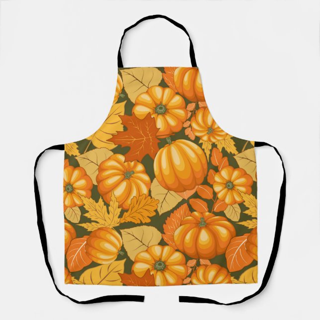 Fall Season Halloween Pumpkins Pattern Apron (Front)