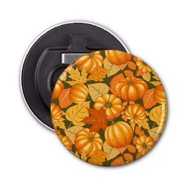 Fall Season Halloween Pumpkins Pattern Bottle Opener (Front)