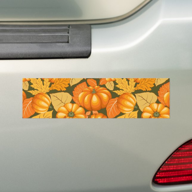Fall Season Halloween Pumpkins Pattern Bumper Sticker (On Car)