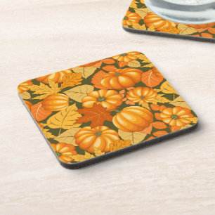 Fall Season Halloween Pumpkins Pattern Coaster