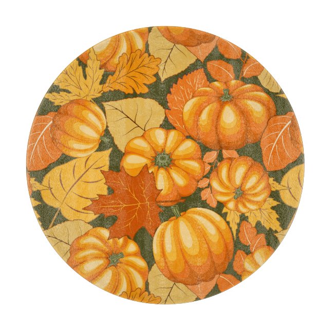Fall Season Halloween Pumpkins Pattern Cutting Board (Front)
