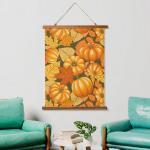 Fall Season Halloween Pumpkins Pattern Hanging Tapestry