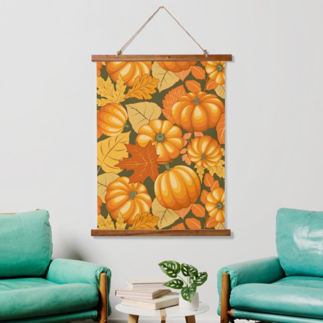Fall Season Halloween Pumpkins Pattern Hanging Tapestry (Living Room)
