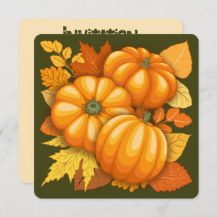 Fall Season Halloween Pumpkins Pattern Invitation