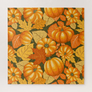 Fall Season Halloween Pumpkins Pattern Jigsaw Puzzle