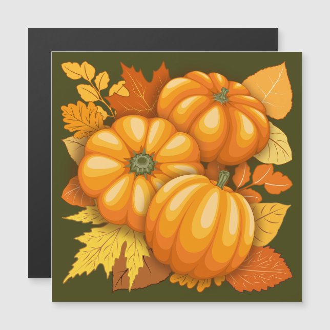 Fall Season Halloween Pumpkins Pattern Magnetic Invitation (Front/Back)
