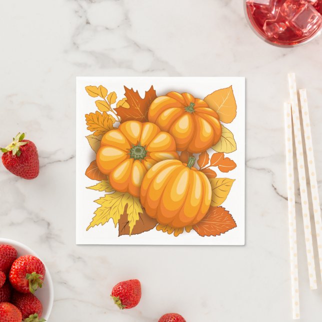 Fall Season Halloween Pumpkins Pattern Napkin (Insitu)