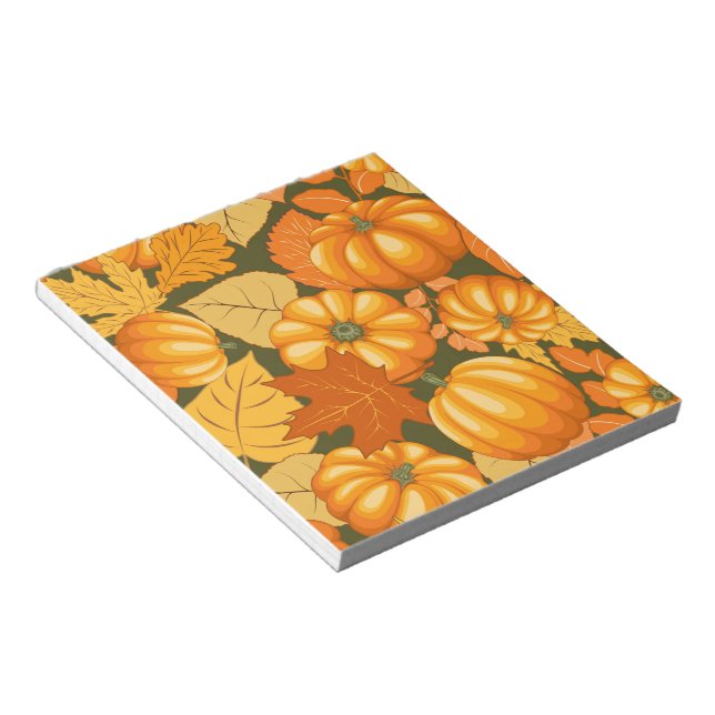 Fall Season Halloween Pumpkins Pattern Notepad (Angled)