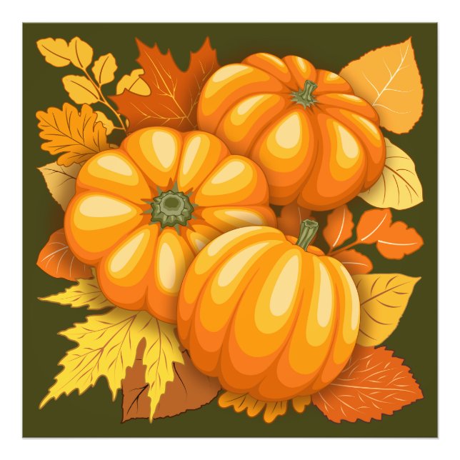 Fall Season Halloween Pumpkins Pattern Photo Print (Front)