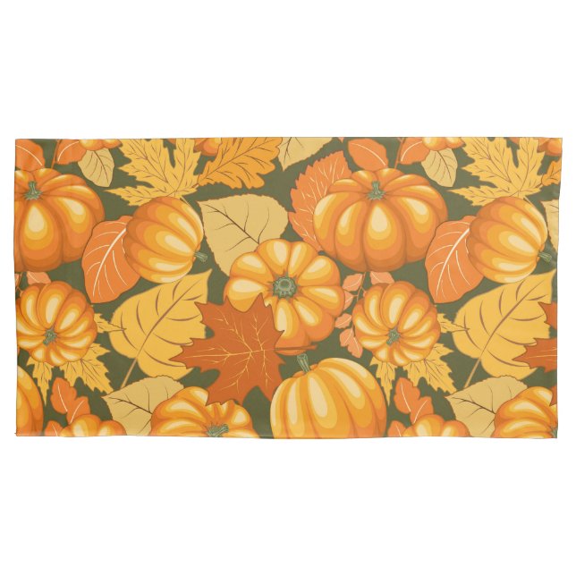 Fall Season Halloween Pumpkins Pattern Pillowcase (Front)