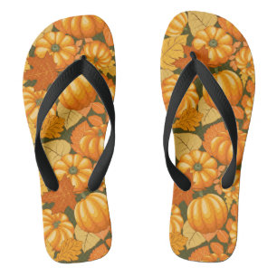 Fall Season Halloween Pumpkins Pattern Thongs