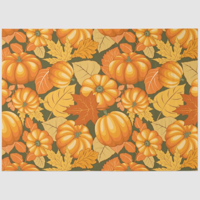 Fall Season Halloween Pumpkins Pattern Tissue Paper (Front)