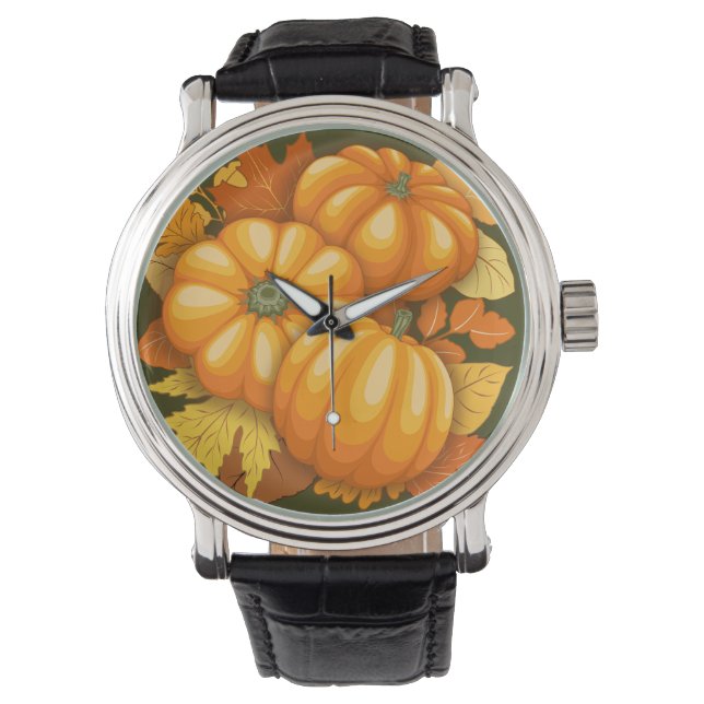 Fall Season Halloween Pumpkins Pattern Watch (Front)