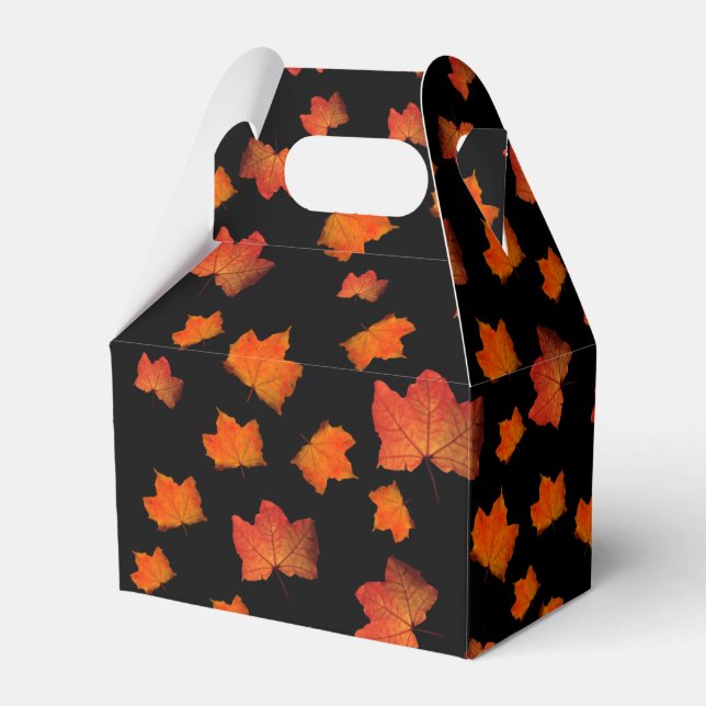 FALL SEASON LEAVES BLACK BACKGROUND FAVOUR BOX (Front Side)