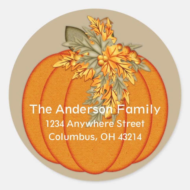 Fall Season Pumpkin Design 1 Address Stickers (Front)