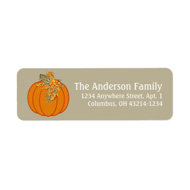 Fall Season Pumpkin Design 1 Return Address Labels (Front)