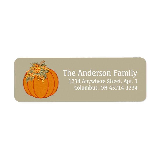 Fall Season Pumpkin Design 3 Return Address Labels (Front)