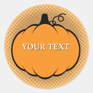 Fall Season Pumpkin Drawing Custom Text  Classic Round Sticker