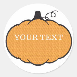 Fall Season Pumpkin Drawing Custom Text Classic Round Sticker