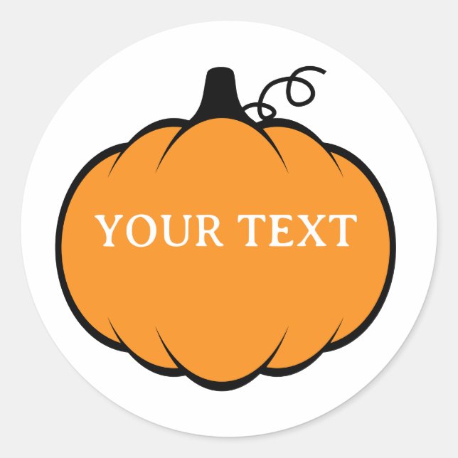 Fall Season Pumpkin Drawing Editable Text  Classic Round Sticker (Front)