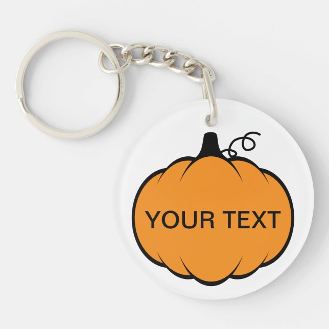 Fall Season Pumpkin Drawing Key Ring (Front)