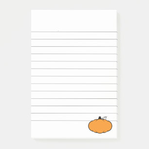 Fall Season Pumpkin Drawing Lined Post-it Notes