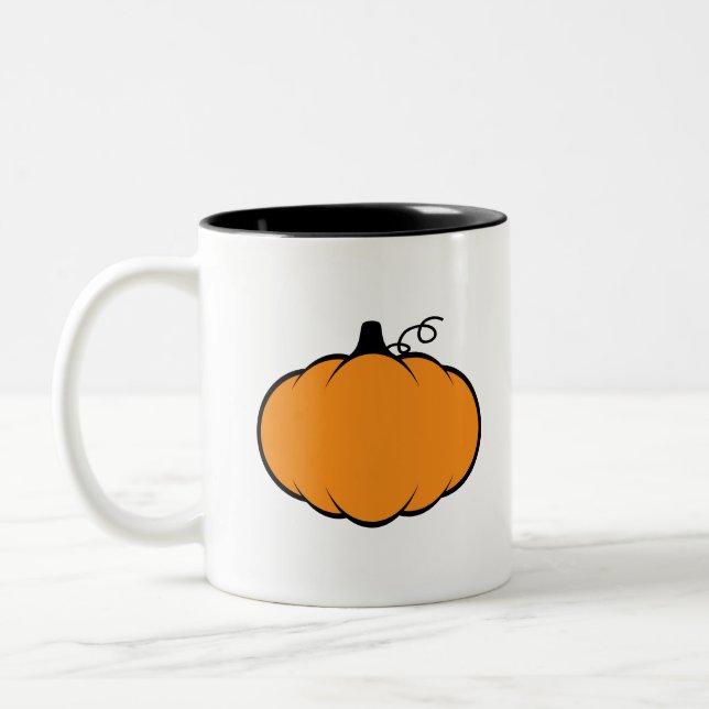 Fall Season Pumpkin Drawing Two-Tone Coffee Mug (Left)