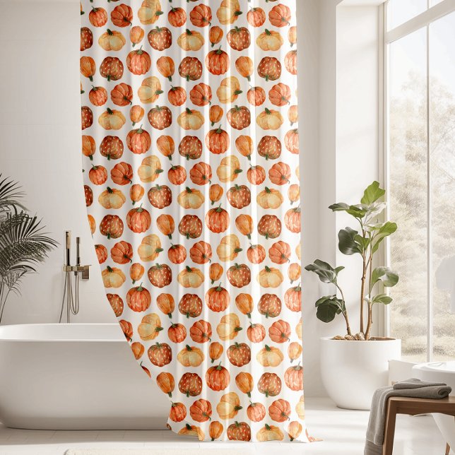 Fall Season Pumpkin Pattern Shower Curtain (Creator Uploaded)