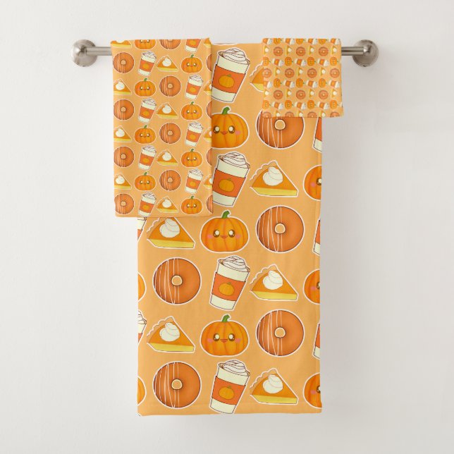  Fall Season Pumpkin Treats   Bath Towel Set (Insitu)