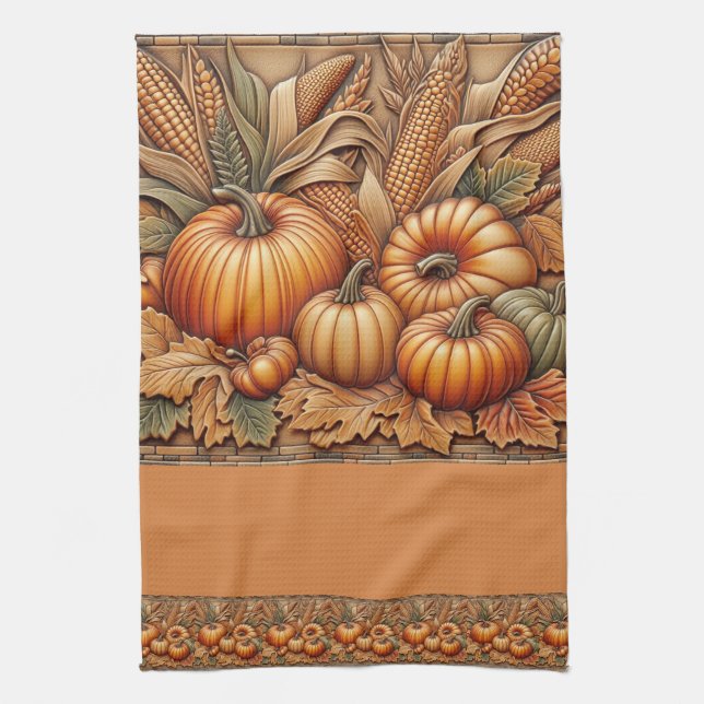 Fall Season Pumpkins Seasonal Kitchen Towels (Vertical)