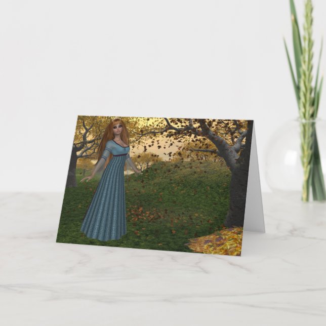 Fall Season Queen - Fantasy Greeting Card (Front)