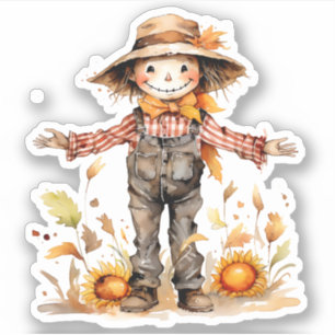 Fall Season Scarecrow Custom-Cut Vinyl Sticker 