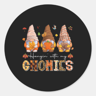 Fall Season Vibes Hanging With My Gnomies  Classic Round Sticker